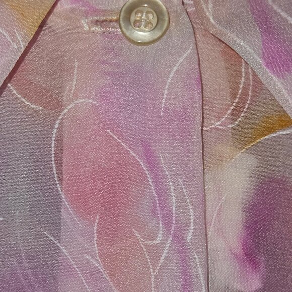 Vintage Chiffon Patterned Pink Blouse - Picture 4 of 8